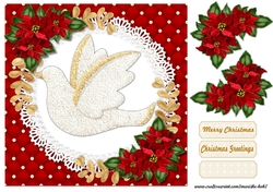 Christmas Glitter Dove & Poinsettias Quick Card