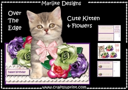 Over The Edge Cute Kitten & Flowers