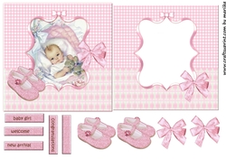 Card Topper & Insert Vintage baby Girl 2