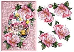 Beautiful Roses Basket Cute Kittens