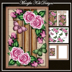 Trellis Pink Pastel Roses & Butterflies Mini Kit