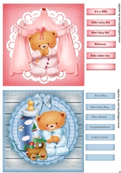 Cute Card Toppers Baby Boy and  Girl