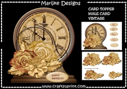 Globe male card Topper Vintage