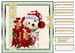 Card Topper Christmas Presents Cute Puppy