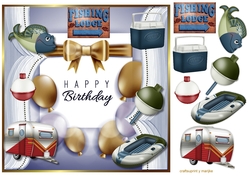 Quick male card happy Birthday Fishing by the lake