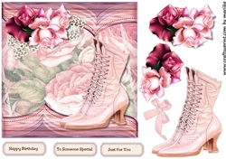  Pink pastel Vintage Boots Quick card
