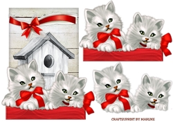 Vintage Kittens Red Bow
