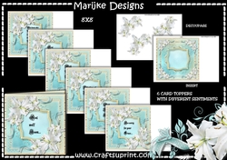 Kit 6 Card toppers, Insert & Decoupage Sympathy Heavenly Lilies