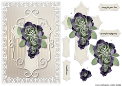 Sympathy A5 Cross & Roses Blue