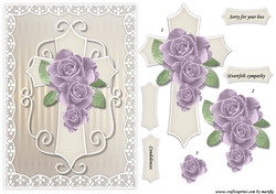 Sympathy A5 Cross &   Roses Lilac 