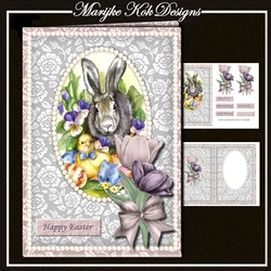 Elegant Easter Bunny & Cute Chicken A5 Card Mini Kit