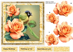 Oriental Bird & Roses