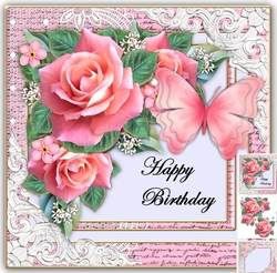 Mini Kit Roses & Butterflies 5 Card Fronts