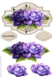 Shield dark Blue and lavender Roses