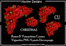 Christmas Corner Roses & Poinsettias CU