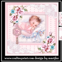 Vintage New Baby Girl Quick Card Mini Kit