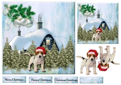 Quick Card Christmas Snowy House Cute Puppy