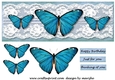 Large DL Card  Vintage Butterflies 6
