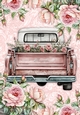 A4 Vintage Truck and  Roses 