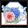 Octagon Shaped Card Topper Hydrangea & Zinnias