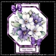 Octagon Shaped Card Purple Magnolias