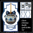 Classic Christmas Bauble Gold and Blue Shaped Card 5x7