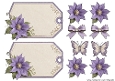 Vintage Clematis Flowers Tags