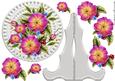 Ceramic White Plate and Stand Pink Roses