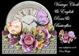 Vintage Clock, English Roses& Butterflies