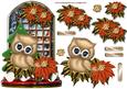 Christmas Globe Owl & Poinsettias