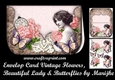 Envelop Card Vintage Flowers, lady & Butterflies Mini Kit