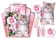 Purrrfect Birthday Cute Kitten &Pink  Roses