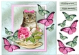 VintageKitten in teacup& Butterflies