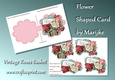 Shaped card Vintage basket Roses in Pink