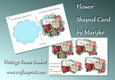 Shaped card Vintage basket Roses in Blue