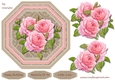 Octagon Card Pink Vintage Roses