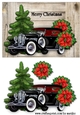 Male Card  Vintage  Car   & Poinsettia