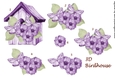 3D Birdhouse Purple Anemones & Butterflies