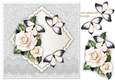 Camelia & Butterflies on lace topper