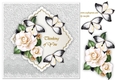 Camelia & Butterflies on lace topper