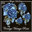 Corsage Vintage Blue Roses CU Designer Resources