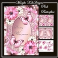 Pink Butterflies & flowers Mini Kit A5 Card
