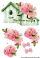Step By Step Pretty In Pink Bow Vignette  Green birdhouse new home 