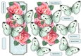 Card Topper Pink Roses & Butterflies