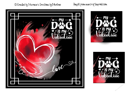 Valentine Dog PAW black
