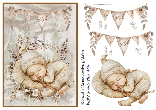 Neutral baby card bunting