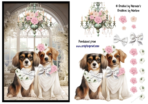 Wedding card of a cute dog couple