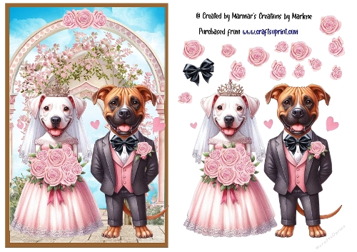 Wedding card of a cute dog couple
