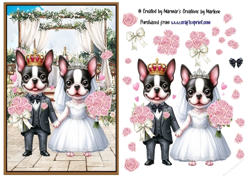 Wedding card of a cute dog couple