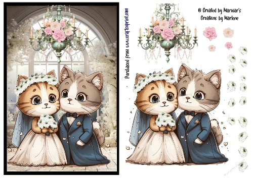 Wedding card of a cute cat couple